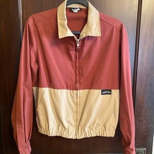 Vtg 80s Gotcha Full Zip Cotton/Poly 2 Tone Rust & Tan Jacket Skater Surfer Sz M